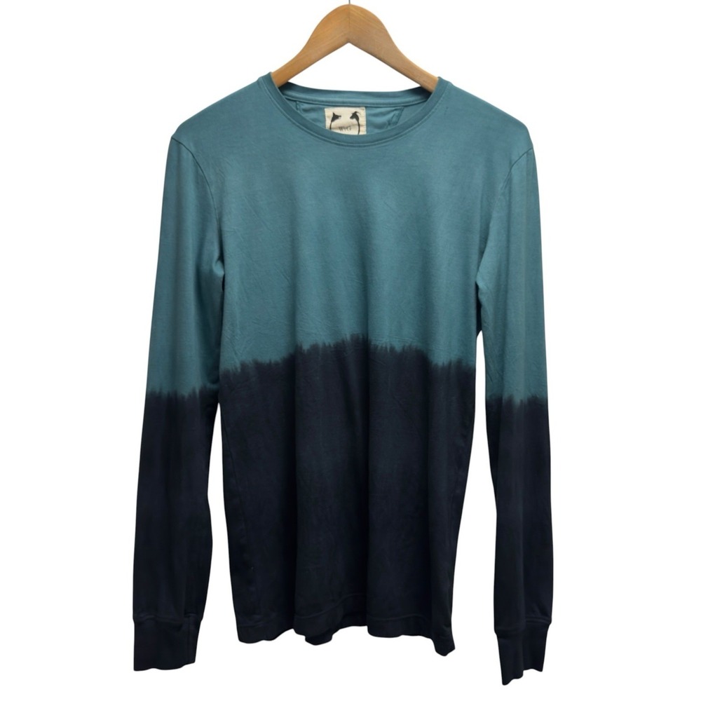 Wolf vs. Goat Mens XS Blue Tie-Dye Crewneck Long Sleeve Cotton Modal T-Shirt USA